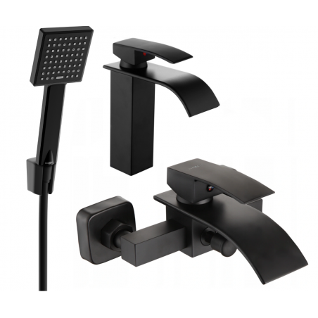 Mexen Aries R45 bath set, black - 744803R45-70