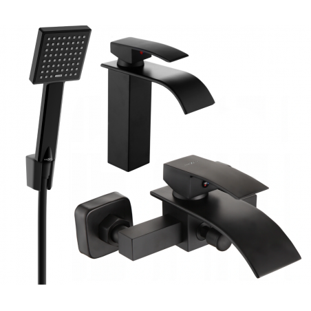Mexen Aries R45 bathtub set, Black - 744803R45-70