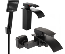 Mexen Aries R45 bathtub set, Black - 744803R45-70