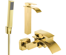 Mexen Aries R77 bathtub set, Gold - 744813R77-50