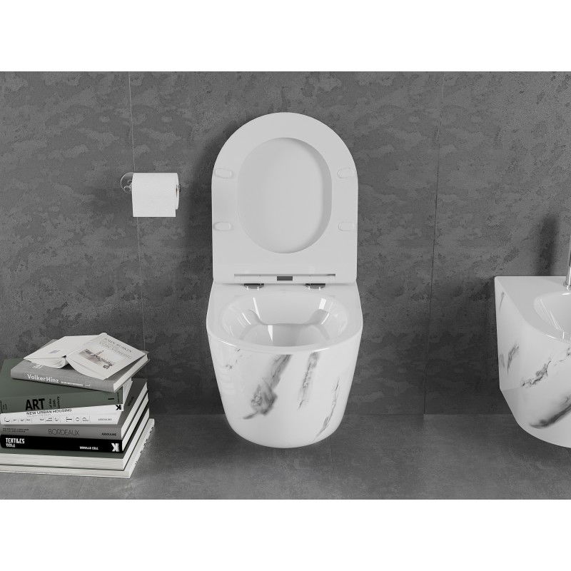 Mexen Lena Rimless WC Bowl with Slim Soft-Close Seat, Duroplast, White Stone - 30224092