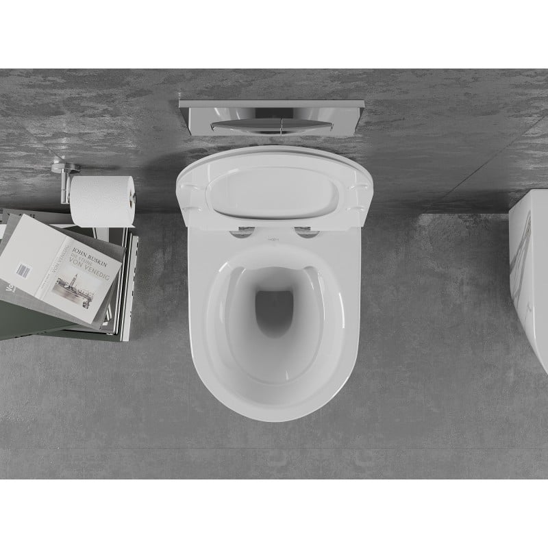 Mexen Lena Rimless Toilet Bowl with Soft-Close Slim Seat, Duroplast, White Stone - 30224094