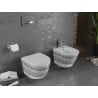 Mexen Lena Rimless Toilet Bowl with Soft-Close Slim Seat, Duroplast, White/Black Pattern - 30224095