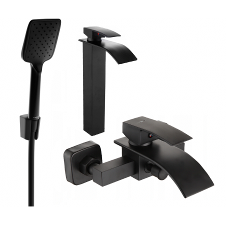Mexen Aries R62 bathtub set, Black - 744813R62-70