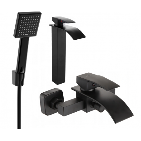 Mexen Aries R45 bath set, black - 744813R45-70