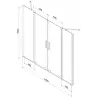 Mexen Velar Duo 2-panel sliding bath screen 190 x 150 cm, transparent, black - 896-190-000-02-70