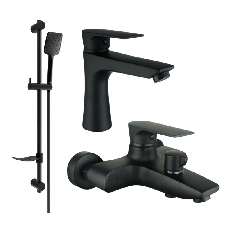Mexen Axel DF62 bath set, black - 73803DF62-70