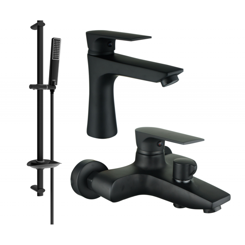 Mexen Axel DB72 bath set, black - 73803DB72-70