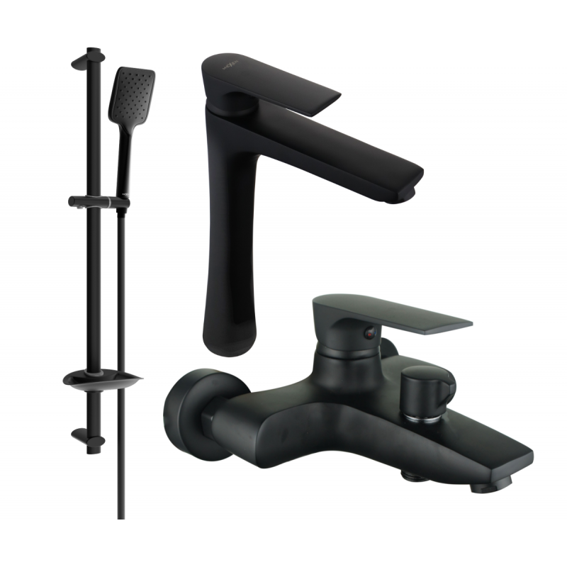 Mexen Axel DF62 bath set, black - 73813DF62-70