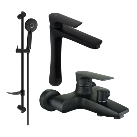 Mexen Axel DF40 bath set, black - 73813DF40-70