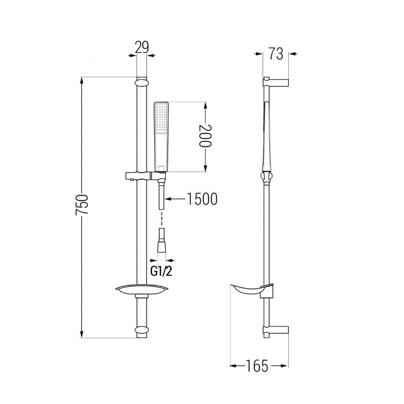 Mexen Axel DB72 Bathtub Set, Chrome - 73813DB72-00