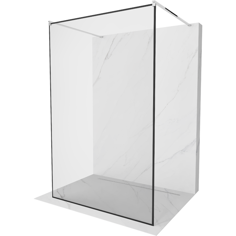 Mexen Kioto Free-standing Shower Wall 150 x 200 cm, Black Pattern 8 mm, Chrome - 800-150-002-01-70
