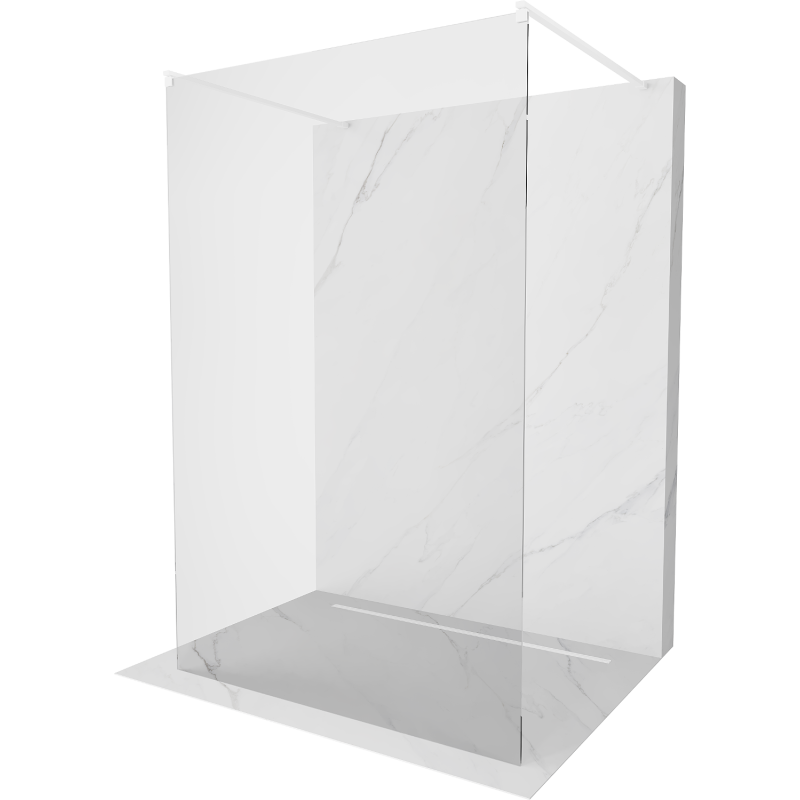 Mexen Kioto free-standing shower wall 125 x 200 cm, transparent 8 mm, white - 800-125-002-20-00