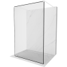 Mexen Kioto freestanding shower wall 150 x 200 cm, black frame 8 mm, white - 800-150-002-20-70