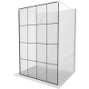 Mexen Kioto freestanding shower wall 160 x 200 cm, black grid 8 mm, white - 800-160-002-20-77