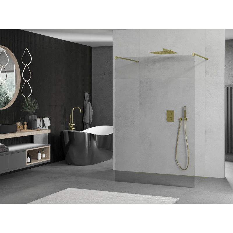 Mexen Kioto freestanding shower wall 105 x 200 cm, transparent 8 mm, gold - 800-105-002-50-00