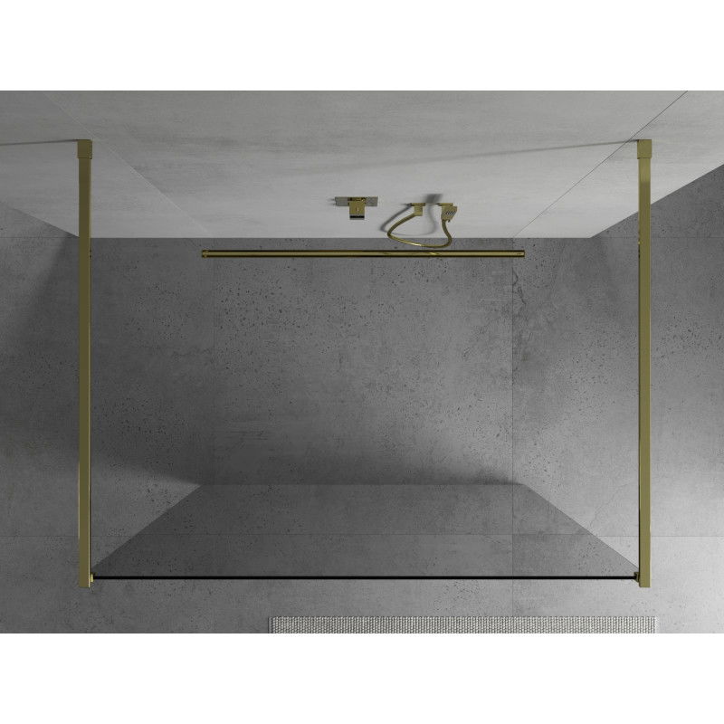 Mexen Kioto Freestanding Shower Wall 145 x 200 cm, Transparent 8 mm, Gold - 800-145-002-50-00