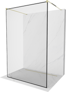 Mexen Kioto freestanding shower wall 150 x 200 cm, black frame 8 mm, gold - 800-150-002-50-70