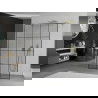 Mexen Kioto freestanding shower wall 150 x 200 cm, black grid 8 mm, gold - 800-150-002-50-77