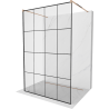 Mexen Kioto freestanding shower panel 150 x 200 cm, black grid 8 mm, pink gold - 800-150-002-60-77