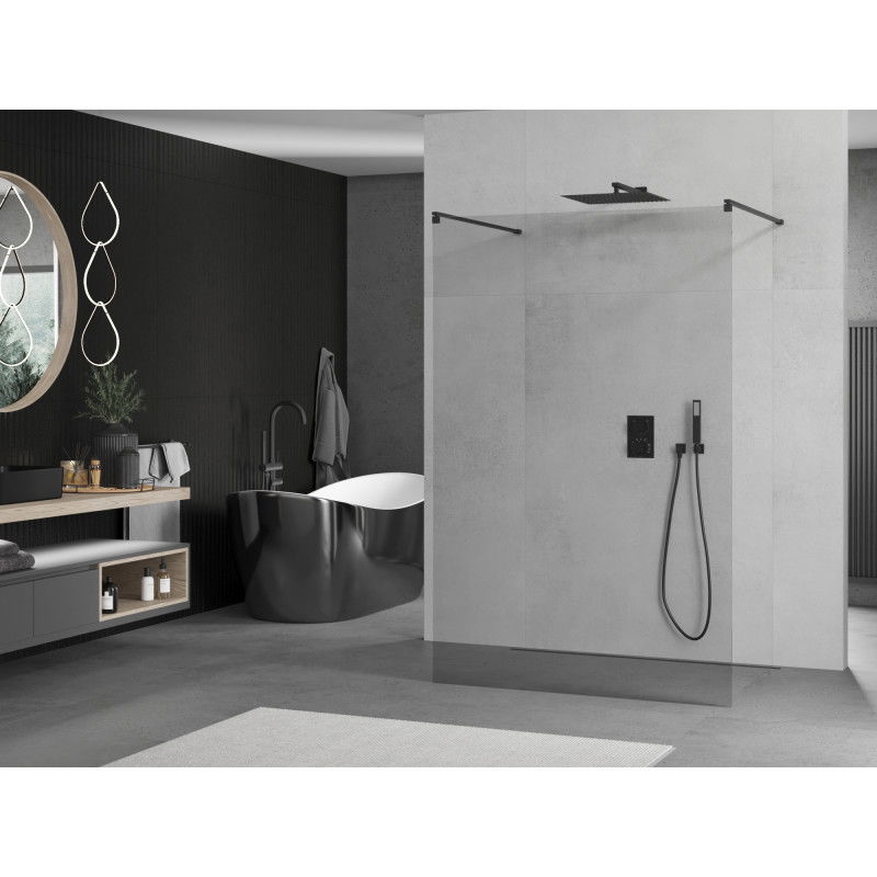 Mexen Kioto free-standing shower wall 105 x 200 cm, transparent 8 mm, black - 800-105-002-70-00