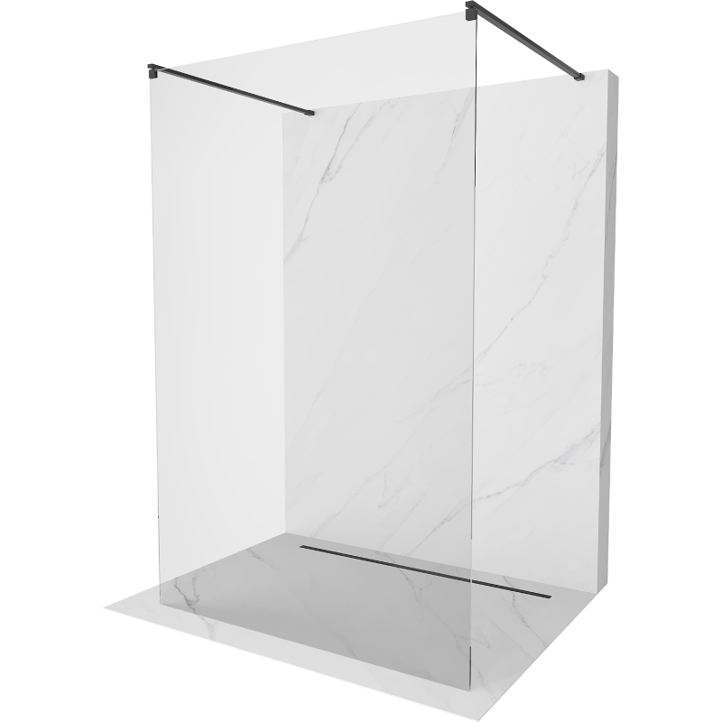 Mexen Kioto freestanding shower wall 115 x 200 cm, transparent 8 mm, black - 800-115-002-70-00