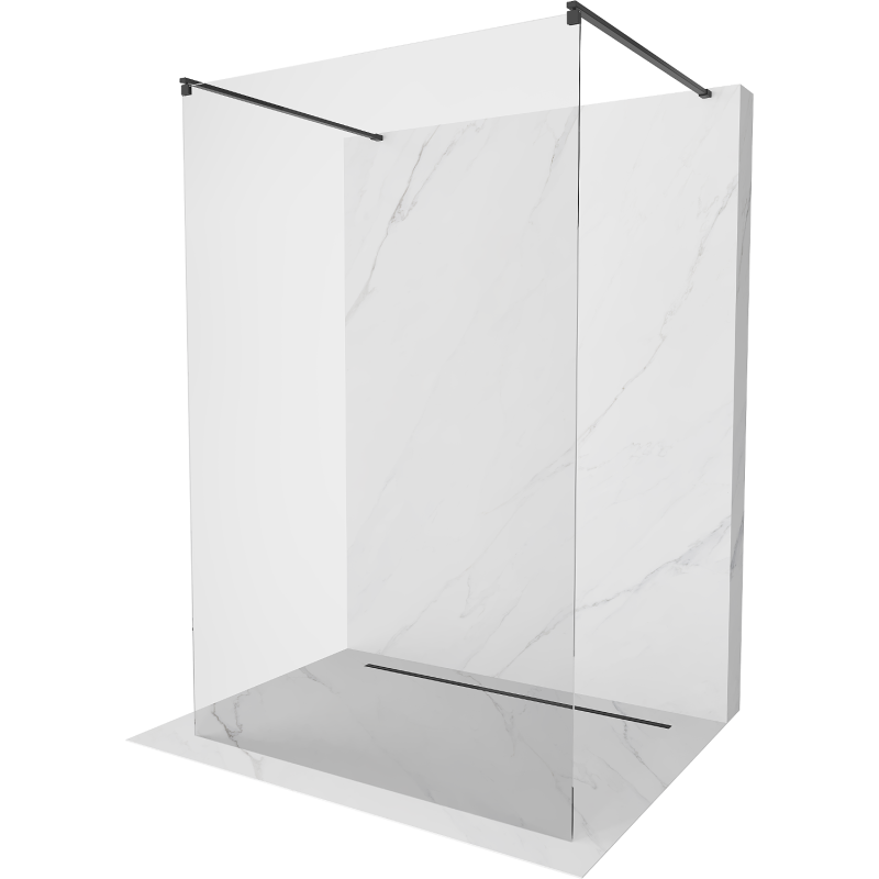 Mexen Kioto freestanding shower panel 125 x 200 cm, transparent 8 mm, black - 800-125-002-70-00
