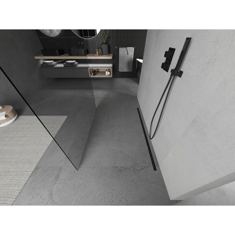 Mexen Kioto Freestanding Shower Screen 145 x 200 cm, Transparent 8 mm, Black - 800-145-002-70-00