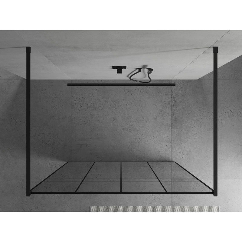 Mexen Kioto freestanding shower screen 160 x 200 cm, black grid 8 mm, black - 800-160-002-70-77