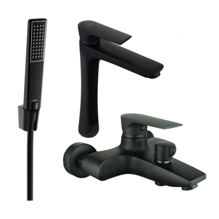Mexen Axel R72 bathtub set, Black - 73813R72-70