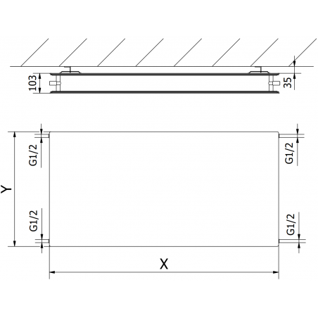 Mexen CHF20 Hygiene Flat Radiator 500 x 500 mm, Side connection, 431 W, Anthracite - W420HF-050-050-66