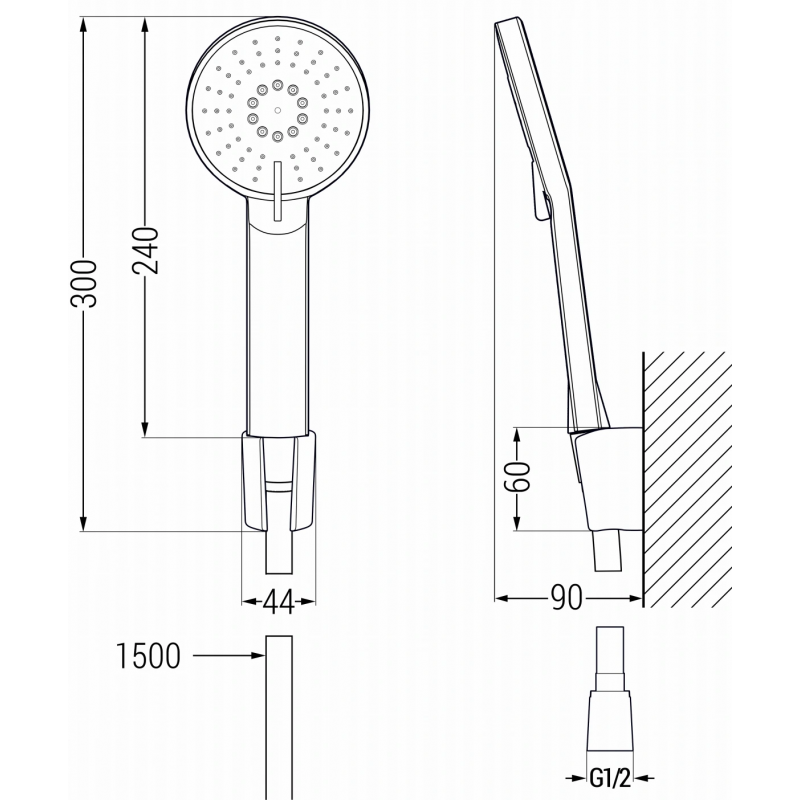 Mexen Axel R40 bath faucet with shower set, chrome - 7383R40-00