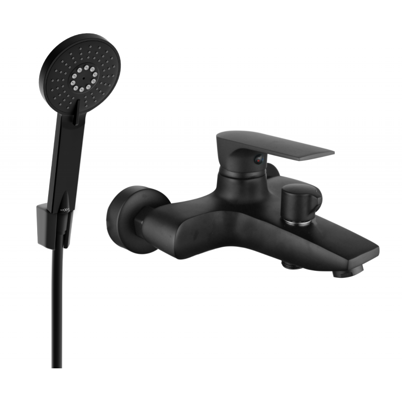 Mexen Axel R40 bath mixer with shower set, black - 7383R40-70