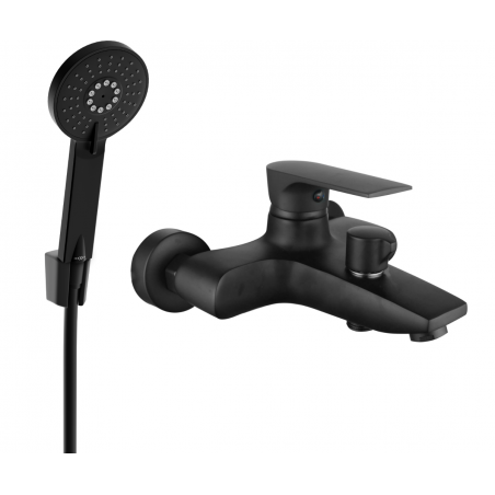 Mexen Axel R40 bathtub mixer tap with shower head, Black - 7383R40-70