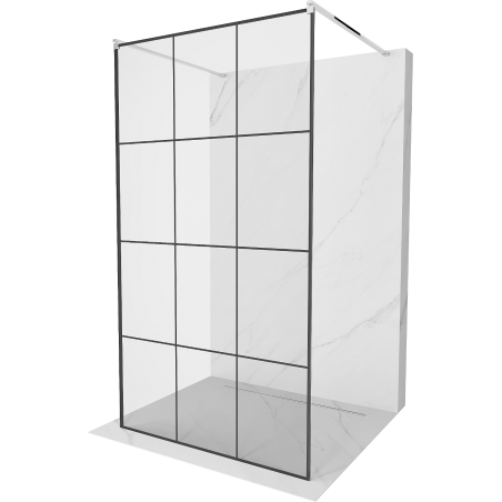 Mexen Kioto Freestanding Shower Screen 100 x 200 cm, Black Grid 8 mm, Chrome - 800-100-002-01-77