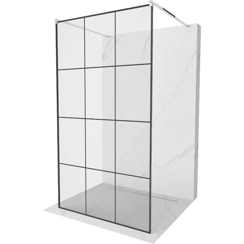 Mexen Kioto free-standing shower screen 110 x 200 cm, Transparent/Black pattern 8 mm, Chrome - 800-110-002-01-77