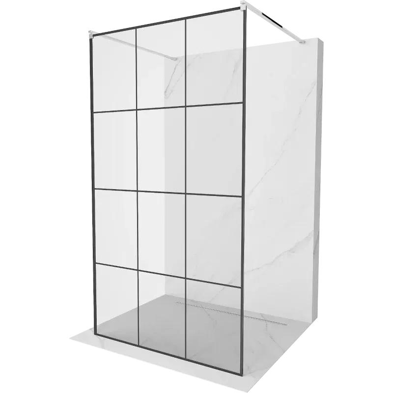 Mexen Kioto free-standing shower wall 110 x 200 cm, black grid 8 mm, chrome - 800-110-002-01-77