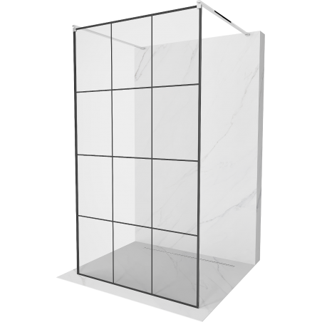 Mexen Kioto free-standing shower screen 110 x 200 cm, Transparent/Black pattern 8 mm, Chrome - 800-110-002-01-77