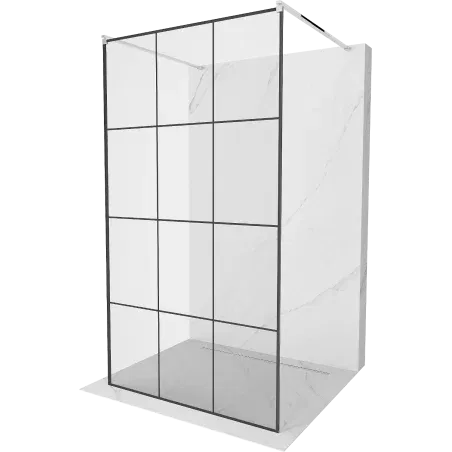 Mexen Kioto free-standing shower wall 110 x 200 cm, black grid 8 mm, chrome - 800-110-002-01-77