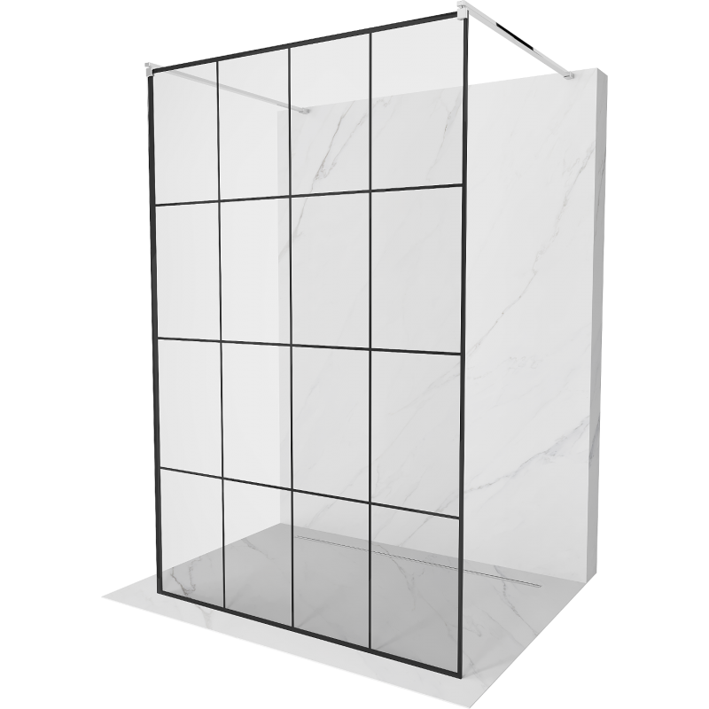 Mexen Kioto free-standing shower screen 140 x 200 cm, Transparent/Black pattern 8 mm, Chrome - 800-140-002-01-77