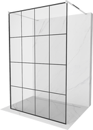 Mexen Kioto free-standing shower screen 130 x 200 cm, Transparent/Black pattern 8 mm, Chrome - 800-130-002-01-77