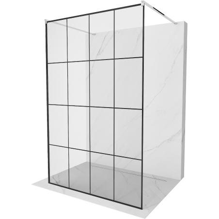 Mexen Kioto Free-standing Shower Wall 160 x 200 cm, Black Pattern 8 mm, Chrome - 800-160-002-01-77