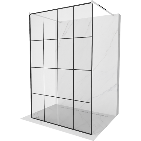 Mexen Kioto freestanding shower wall 160 x 200 cm, black grid 8 mm, chrome - 800-160-002-01-77