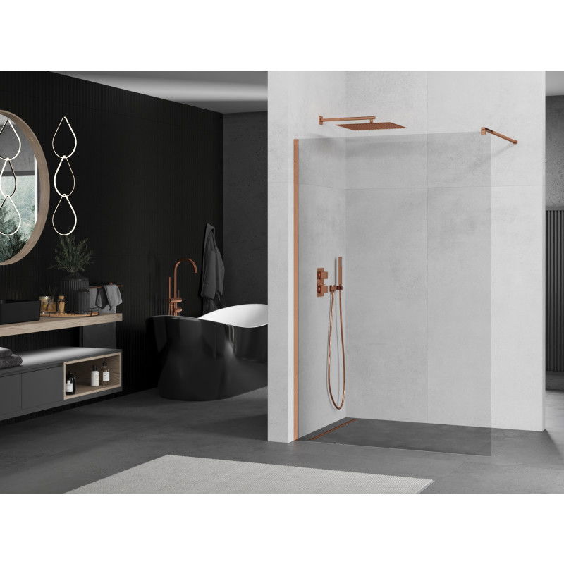 Mexen Kioto Walk-in Shower Wall 105 x 200 cm, transparent 8 mm, pink gold - 800-105-101-60-00