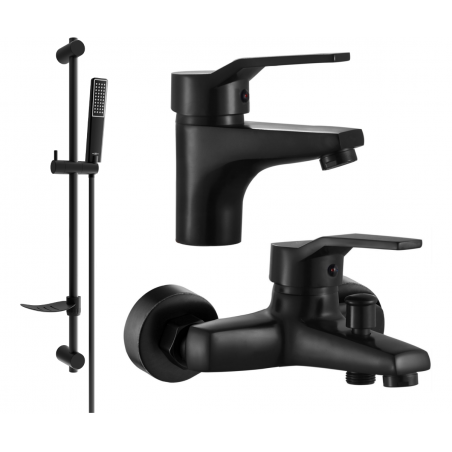 Mexen Caro DF72 bath set, black - 746603DF72-70