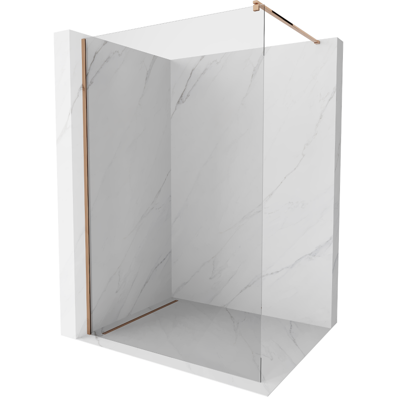 Mexen Kioto Walk-in Shower Wall 67 x 79 inches, Transparent 8 mm, Rose Gold - 800-170-101-60-00