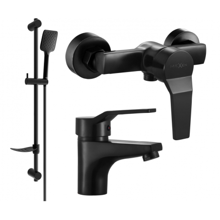 Mexen Caro DF62 shower set, Black - 746604DF62-70