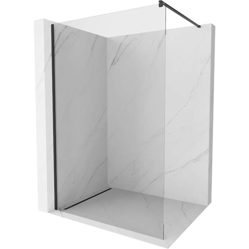 Mexen Kioto Walk-in Shower Wall 155 x 200 cm, Transparent 8 mm, Black - 800-155-101-70-00