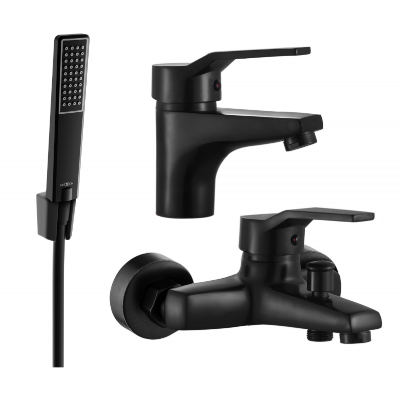 Mexen Caro R72 bathtub set, Black - 746603R72-70
