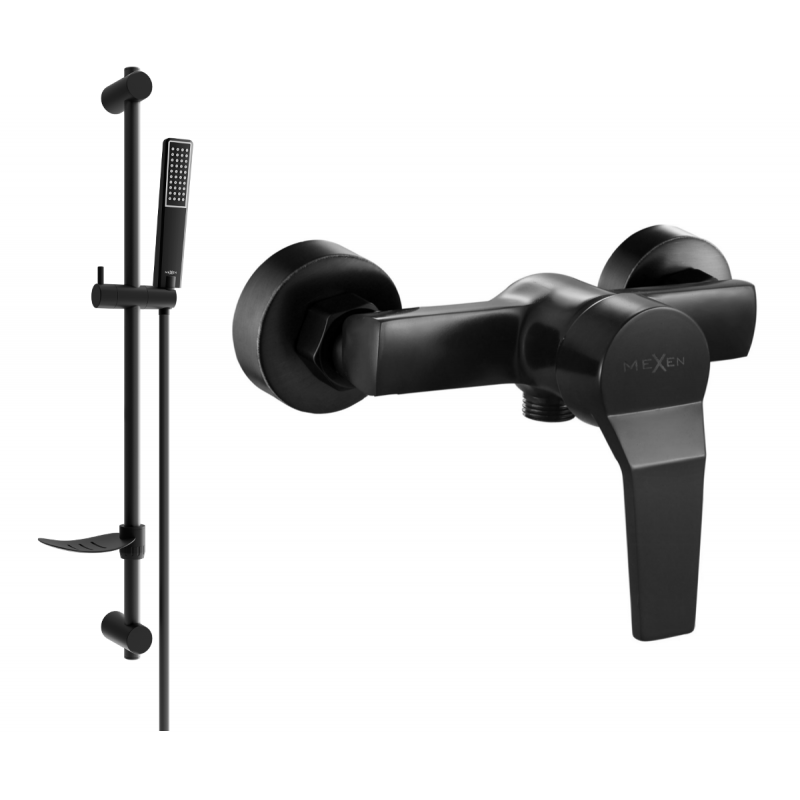 Mexen Caro DF72 shower mixer tap with shower head, Black - 74664DF72-70